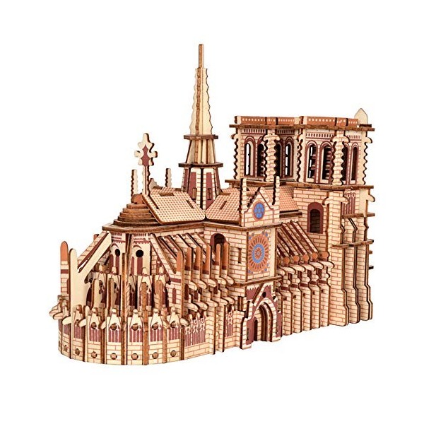 T-Club Casse-tête 3D en Bois Kits modèles Adultes Jouet dAssemblage Bricolage Maquette dArchitecture en Bois DIY Notre Dame