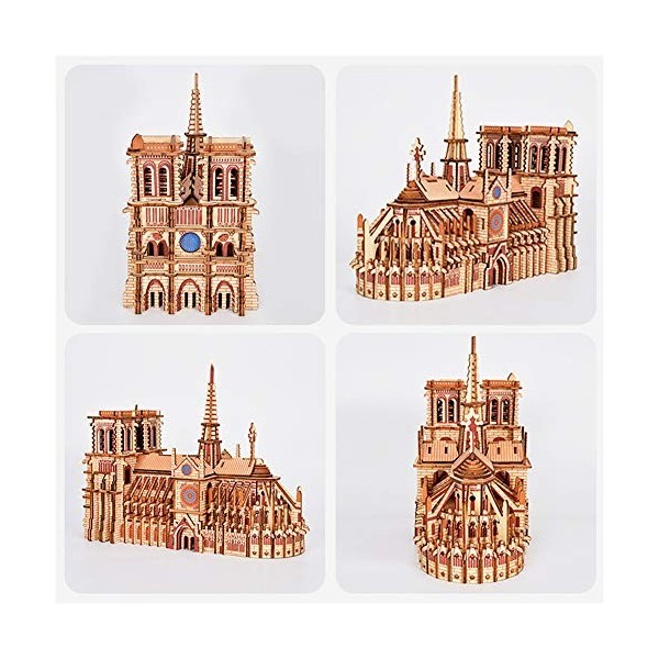 T-Club Casse-tête 3D en Bois Kits modèles Adultes Jouet dAssemblage Bricolage Maquette dArchitecture en Bois DIY Notre Dame