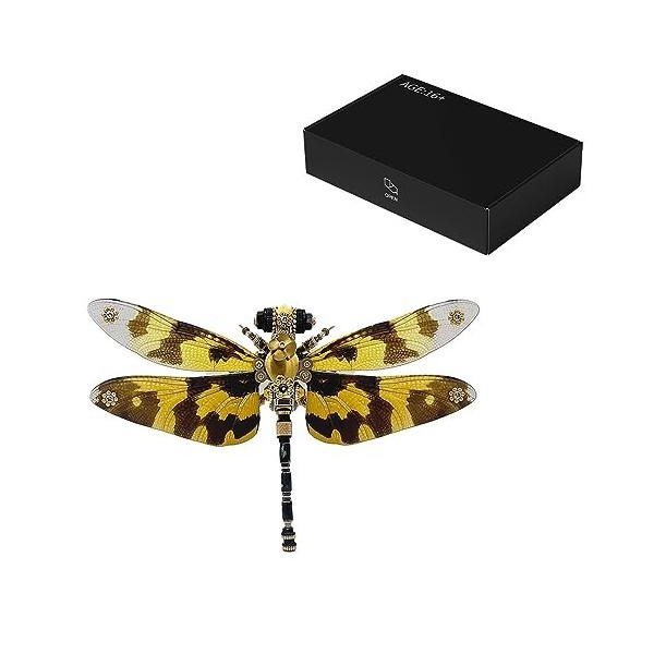 SUNDARE Puzzle 3D Métal Insecte, Base Magnétique Libellule pour Tous Les Modèles Dassemblage de Libellule en Métal 200+Pièce