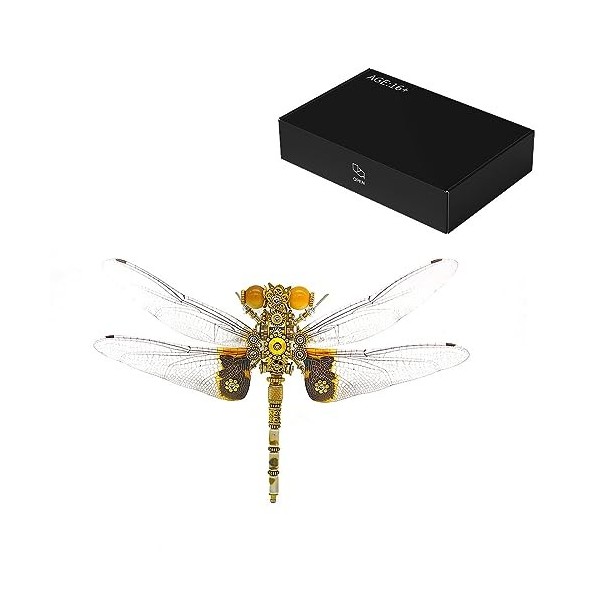 SUNDARE Puzzle 3D Métal Insecte, Base Magnétique Libellule pour Tous Les Modèles Dassemblage de Libellule en Métal 200+Pièce