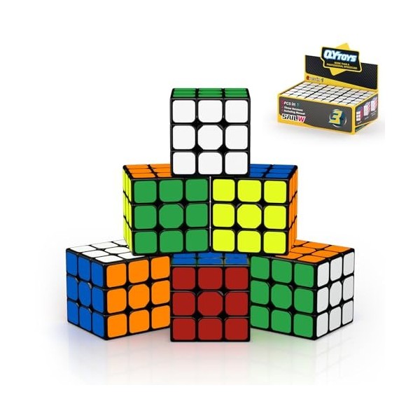 ROXENDA Speed Cube Set 3X3, Qihang W Cube de Vitesse 3X3X3 56 mm Ensemble de Cubes Magique Pleine Grandeur, Jeux IQ pour Tous