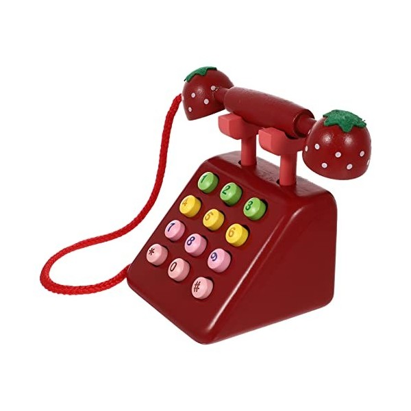 TOYANDONA Enfants Bois Téléphone Jouet Bébé Téléphone Jouet Cartoon Bébé Préparateur Téléphone Jouet Interactif Cadeau Jeu Ga