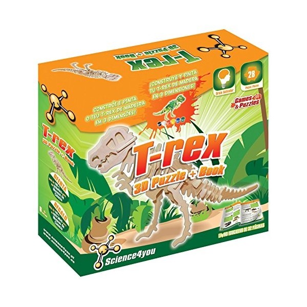 Science4you - T-Rex, Puzzle 3D - Jouet Scientifique et éducatif