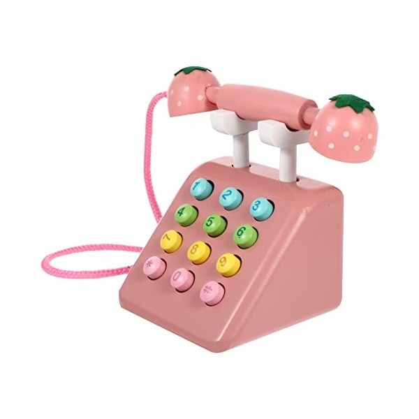 TOYANDONA Enfants Bois Téléphone Jouet Bébé Téléphone Jouet Cartoon Bébé Préparateur Téléphone Jouet Interactif Cadeau Jeu Ga