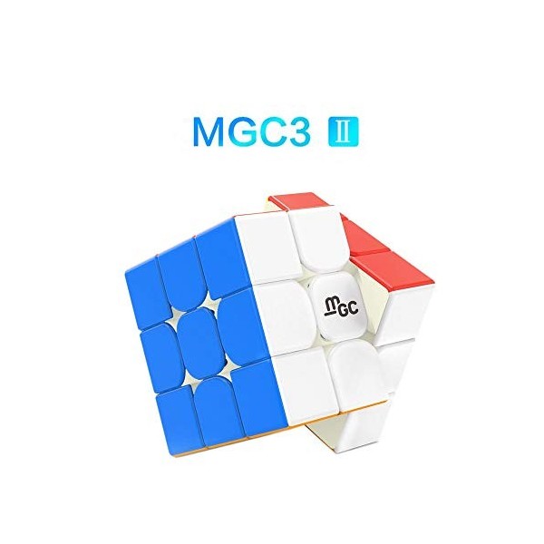 OJIN Yongjun YJ MGC II 3x3 V2 M Vitesse Cube YJ MGC 3 V2 3 Couches Puzzle Cube Magique 3x3x3 avec Un trépied Cube et Un Sac C