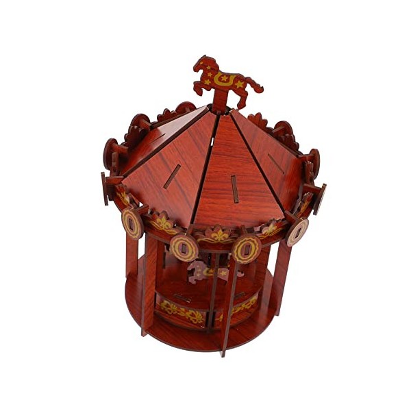 Toyvian 1 Pc Casse-tête Carrousel Puzzle 3D en Bois Puzzle en Bois Assembler Jouet Bâtiment en Bois De Puzzle 3D Carrousel De