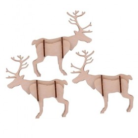 ibasenice 3 Pièces Scie Sauteuse Casse-tête De Construction 3d Modèle Puzzles De Rennes Puzzle 3d Cerf Assemblage De Puzzles 