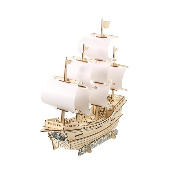 Abaodam 1 Ensemble 3D Voile Puzzle Garçons Anniversaire en Bois Modèle Navire Modèle Pêche Bâtiment Modèle Kit Puzzle Jouets 