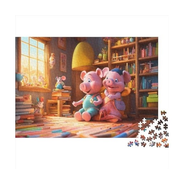 Animaux Mignons Puzzle Adultes 300 Pieces Dessin animé Cochon Puzzles Classique Kit De Bricolage Jouet en Bois Cadeau Unique 