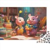 Animaux Mignons Puzzle Adultes 300 Pieces Dessin animé Cochon Puzzles Classique Kit De Bricolage Jouet en Bois Cadeau Unique 