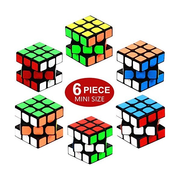 Nunki Toy Lot de 6 mini cubes de 3,5 cm, puzzle magique, matériau respectueux de lenvironnement, couleurs vives, jeu de puzz