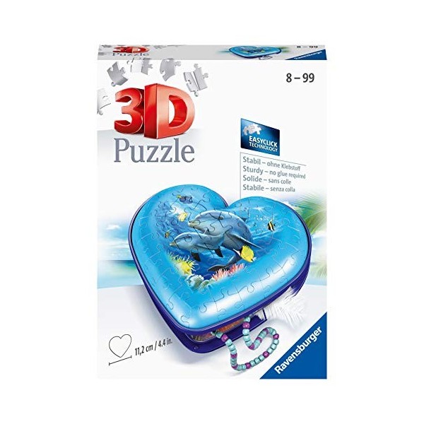 Ravensburger 3D Puzzle 11172 - Herzschatulle Unterwasserwelt - 54 Teile - Aufbewahrungsbox für Erwachsene und Kinder ab 8 Jah