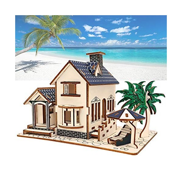 Zerodis Puzzle 3D en bois pour construction de villa, à monter soi-même, puzzle éducatif pour enfants et adultes