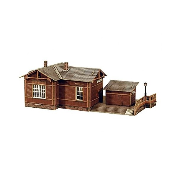 Keranova 296 Clever Paper Collection Puzzle 3D « Buildings Railway Halt », 19,5 x 10,5 x 7 cm, échelle 1/87, Multicolore