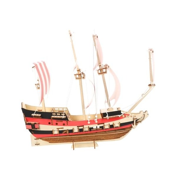 Toyvian 1 Jeu Puzzle 3D Voile Décor De Bateau Nautique Bois Artisanat Assembler Navire Tige Éducative Puzzle Dassemblage 3D 