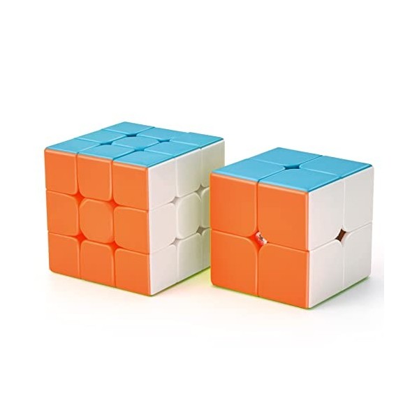 TOYESS Ensemble de Speed Cube, Magic Cube 3x3 + 2x2, Cube de Vitesse, Cadeau pour Enfants et Aduletes, Stickerless 2 Pack 
