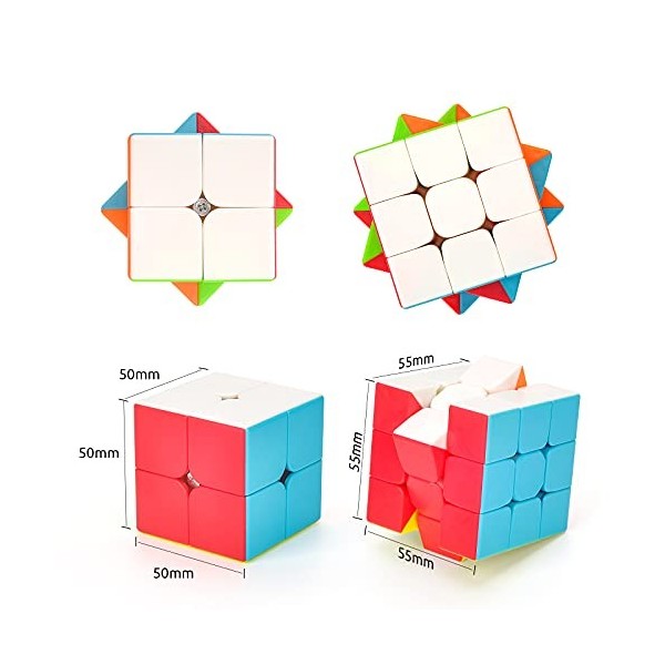 TOYESS Ensemble de Speed Cube, Magic Cube 3x3 + 2x2, Cube de Vitesse, Cadeau pour Enfants et Aduletes, Stickerless 2 Pack 