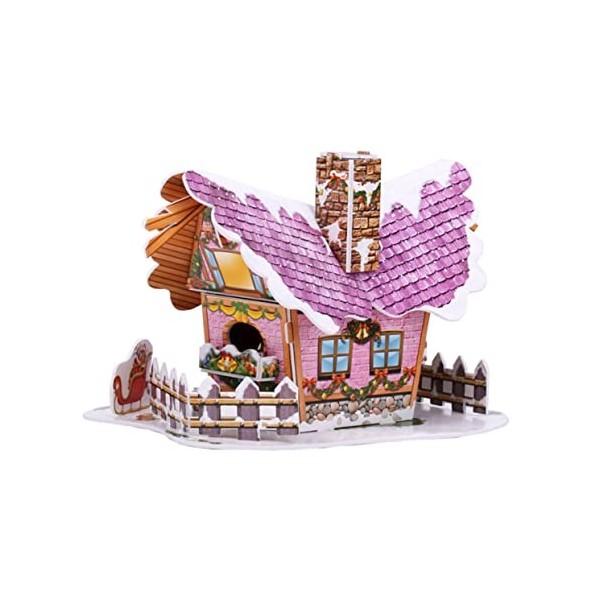 ibasenice 1 Pc Figurines De Noël Puzzle Maison 3D Enfants Jouets Éducatifs De Puzzle Jouet De Plateau De Puzzle Maison De Puz