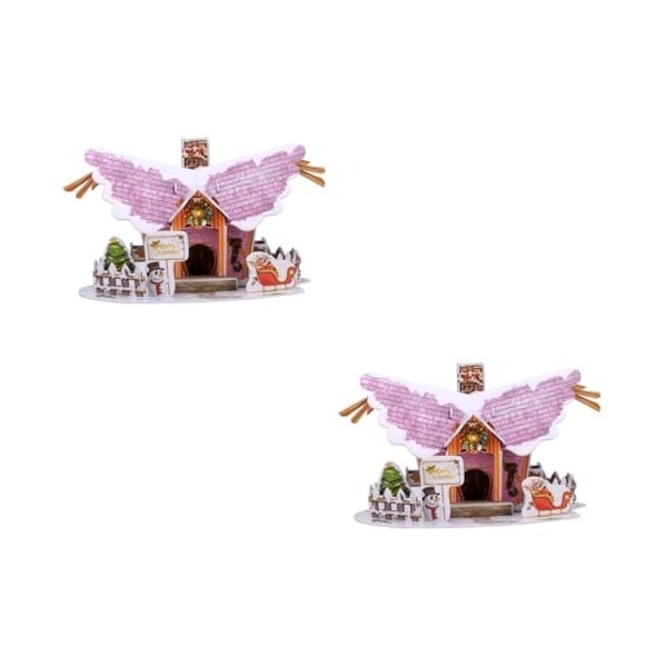 ibasenice 1 Pc Figurines De Noël Puzzle Maison 3D Enfants Jouets Éducatifs De Puzzle Jouet De Plateau De Puzzle Maison De Puz