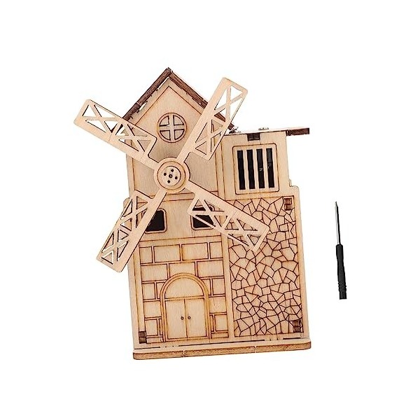 Toyvian 1 Jeu Boîte à Musique en Bois Jouet De Modèle De Puzzle Dassemblage Cadeaux pour Enfants Jouet De Moulin à Vent Das