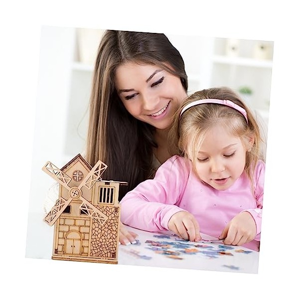 Toyvian 1 Jeu Boîte à Musique en Bois Jouet De Modèle De Puzzle Dassemblage Cadeaux pour Enfants Jouet De Moulin à Vent Das