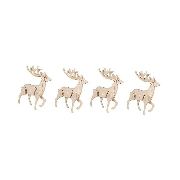 ibasenice 4 Pièces Casse-tête Cerf Sika Puzzles De Construction danimaux Artisanat De Puzzle De Cerf Puzzles De Noël Modèle 