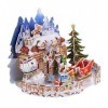 BESPORTBLE 3D Bricolage Maison de Noël Puzzle Jouet avec Bonhomme de Neige Arbre de Noël Neige Renne Papier Chalet Assemblage