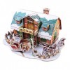 Feigner Maison miniature de Noël Nuit de Noël, maison de poupée miniature, puzzle 3D en carton coloré, jouet éducatif, cadeau