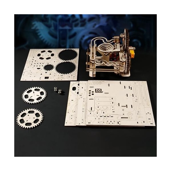 Ronyme Puzzle électrique 3D en Bois Marble Run, Jouets de Construction à entraînement mécanique pour Adolescents et Adultes, 