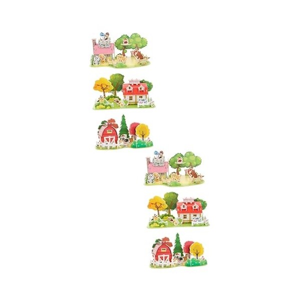 ibasenice 6 Ensembles Modèle Puzzle pour Enfants Casse-tête Jeux De Puzzle à Empiler Jouet De Tri De Puzzle Jouet Éducatif Pr