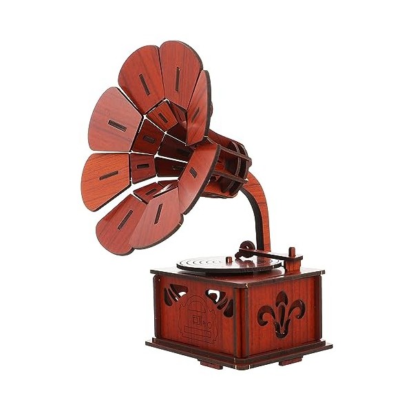 ibasenice 1 Jeu Casse-tête De Phonographe Diorama De Bibliothèque Gramophone Puzzles Dassemblage De Bricolage Cadeaux danni