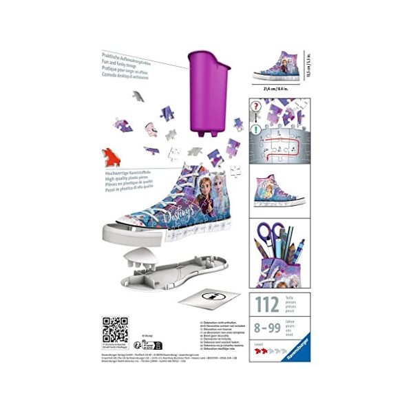 Ravensburger - Puzzle 3D Sneaker - Disney Reine des Neiges 2 - Pot à crayons - A partir de 8 ans - 108 pièces numérotées à as