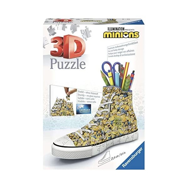 Ravensburger - Puzzle 3D Sneaker - Minions 2 - Pot à crayons - A partir de 8 ans - 108 pièces numérotées à assembler sans col