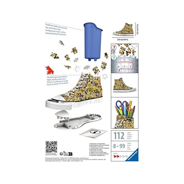 Ravensburger - Puzzle 3D Sneaker - Minions 2 - Pot à crayons - A partir de 8 ans - 108 pièces numérotées à assembler sans col