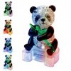 Coolplay Puzzle en cristal 3D avec lumières colorées en forme de panda mignon, blocs de construction transparents, gadget de 