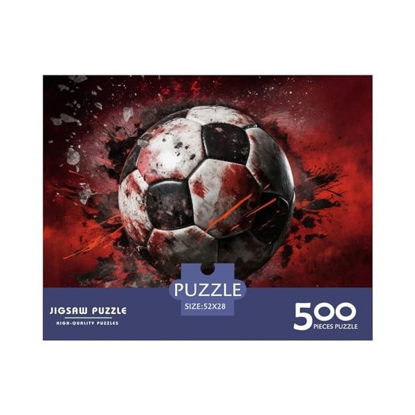 Football Puzzle 500 Pièces pour Adultes Football 3D Jigsaw Puzzle, Design Unique 500pcs 52x38cm Bois 