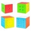 Kacunoki Speed Cube Set 2x2 3x3 4x4 5x5 Ensemble de Cubes sans Autocollant Magic Puzzle Cube de Vitesse Professionnel Cube Éd