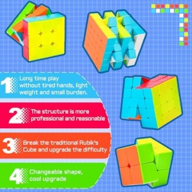 Kacunoki Speed Cube Set 2x2 3x3 4x4 5x5 Ensemble de Cubes sans Autocollant Magic Puzzle Cube de Vitesse Professionnel Cube Éd