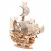 ibasenice 1 Ensemble Diorama Assemblée Puzzle Modèle Bricolage 3D Puzzle 3D Voile Puzzles en Bois Voilier Décoration Enfants 