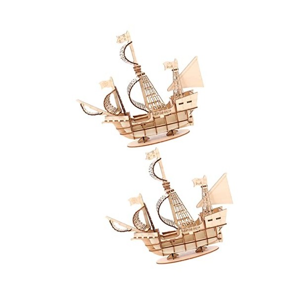 TOYANDONA 2 Ensembles Diorama Bateau Pirate Puzzle 3D Kits De Construction De Tiges pour Enfants Construction De Puzzles Ingé