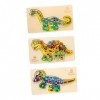 ifundom 3 Ensembles Dinosaure Puzzle 3D Module Bois Lettre Enfant