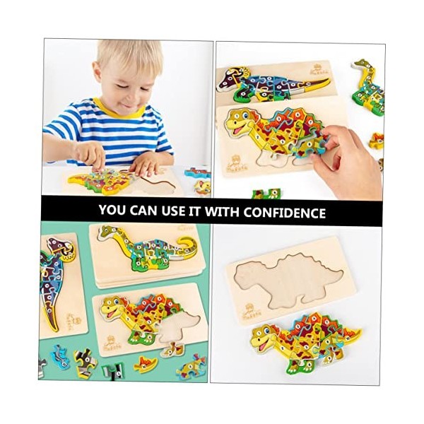 ifundom 3 Ensembles Dinosaure Puzzle 3D Module Bois Lettre Enfant