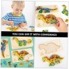 ifundom 3 Ensembles Dinosaure Puzzle 3D Module Bois Lettre Enfant