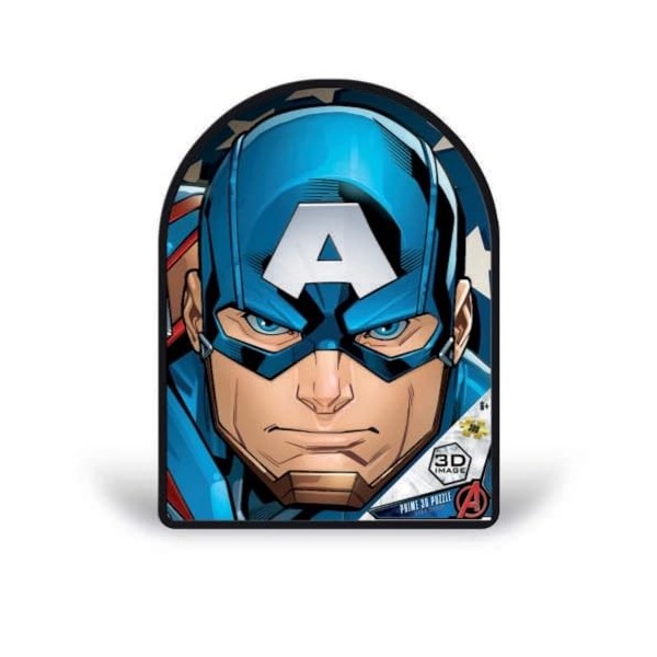 Grandi Giochi- Capitan America Marvel Avengers Captain Puzzle lenticulaire Vertical, avec 300 pièces incluses et boîte en mét