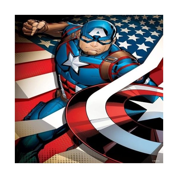 Grandi Giochi- Capitan America Marvel Avengers Captain Puzzle lenticulaire Vertical, avec 300 pièces incluses et boîte en mét