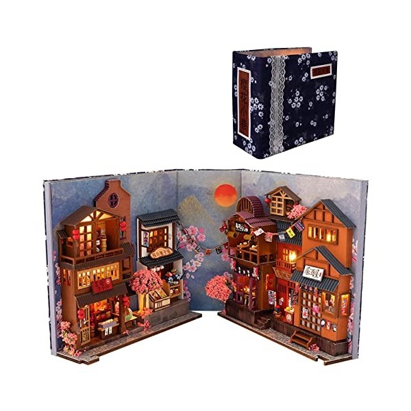 Serre-livres puzzle en bois 3D | livre Décor,Kits créativité construits personnalisés avec lumières Cadeaux pour adolescents 