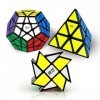 ROXENDA Speed Cube Set, Cube de Vitesse Pyramide Dodécaèdre Windmill Cube - Collection Cube Magique Puzzle pour Enfants et Ad