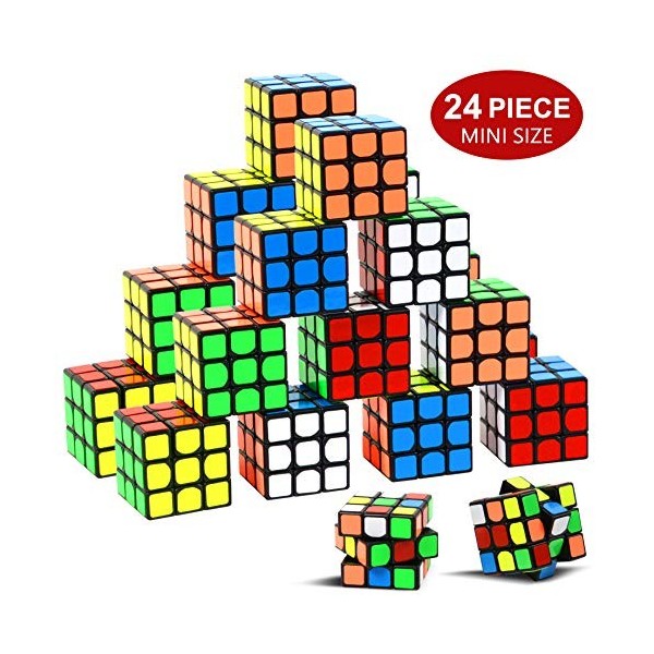 Nunki Toy Lot de 24 mini cubes de fête - 3,8 cm - Matériau respectueux de lenvironnement - Couleurs vives - Pour garçons et 