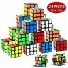 Nunki Toy Lot de 24 mini cubes de fête - 3,8 cm - Matériau respectueux de lenvironnement - Couleurs vives - Pour garçons et 