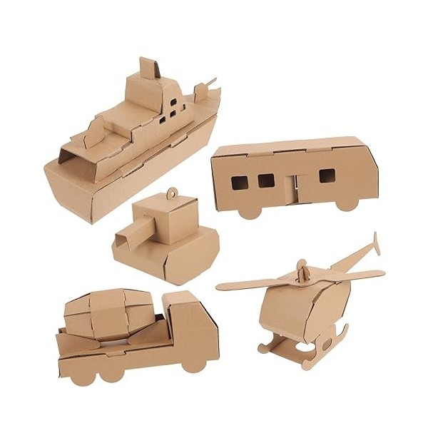 ERINGOGO 5 Pièces Papier Fait Main pour Enfants Papier pour Bricolage Modèle Avion Réservoir Voiture sous-Marin Carton Matern